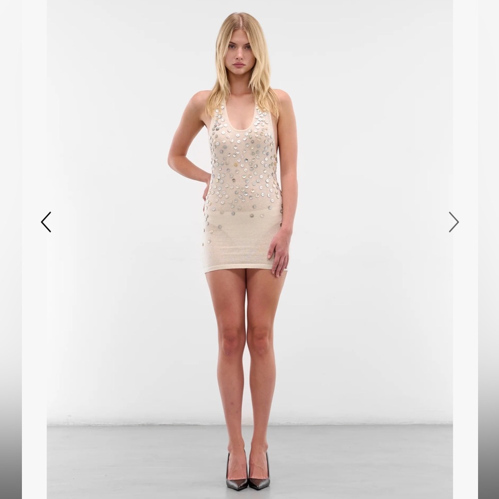 Aya Muse Oriel mini dress cream cashmere Elegant Cream Halter Dress - Picture 6 of 7